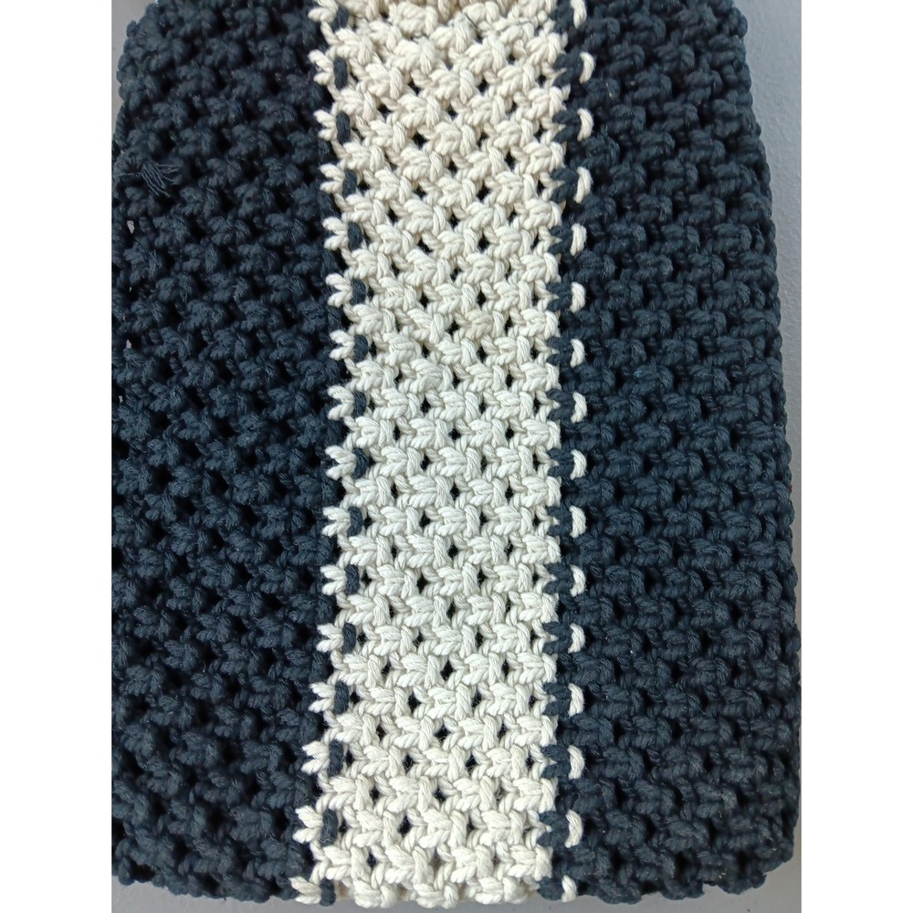 Curateur‎ Laude BOHO Handbag GABBY Black White Wood Handle Macramé Bag NEW - Picture 4 of 9